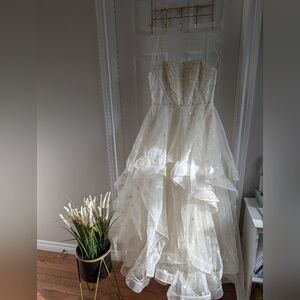 Elegant White And Daisy Gown